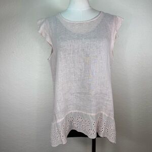 Terzo Millennio Made in Italy Pale Pink 100% Linen Lace Tunic Dress Size Medium